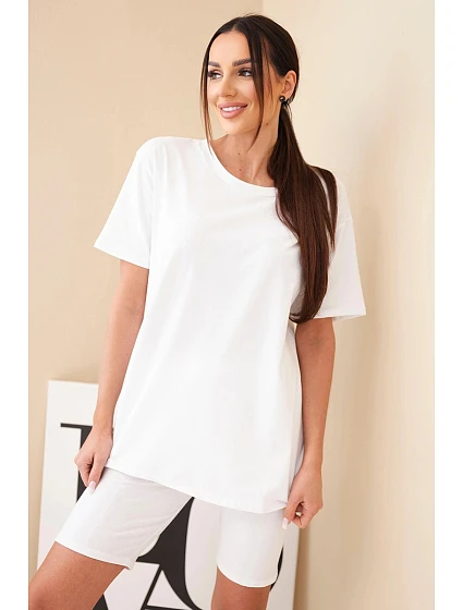 Dámský bavlněný komplet s krátkým rukávem a šortkami žlutý