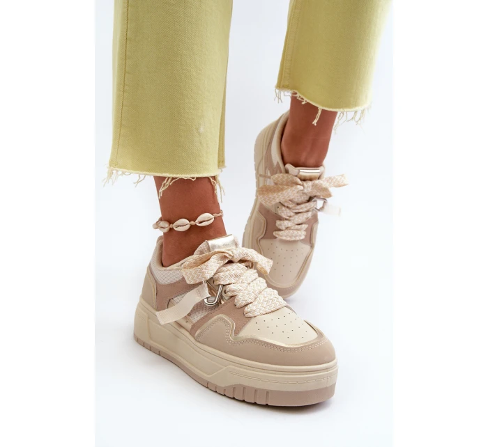 Dámské tenisky na platformě z ekokože béžové Moun