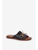 Kožené Ploché Elegantní Pantofle S Mašlí Lewski model 21684473 Černé - Boto Kožené Ploché Elegantní Pantofle S Mašlí Lewski model 21684473 Černé - Boto