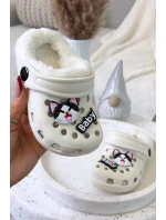 Pěnové dětské pantofle s vyhřívaným kožíškem s přezkami Krémové Cerelle