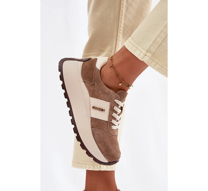 Dámské tenisky na platformě z přírodního semiše tmavě béžové Rosinae Dámské tenisky na platformě z přírodního semiše tmavě béžové Rosinae