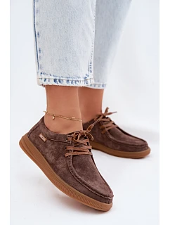 Polobotky z přírodního semiše model 22107525 Hnědé - VINCEZA