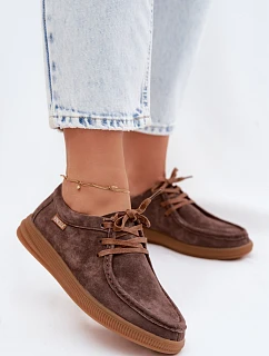 Polobotky z přírodního semiše model 22107525 Hnědé - VINCEZA