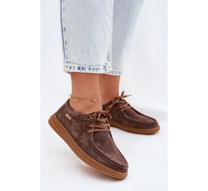 Polobotky z přírodního semiše model 22107525 Hnědé - VINCEZA