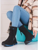 Komfortní trekingové boty černé dámské bez podpatku Komfortní trekingové boty černé dámské bez podpatku