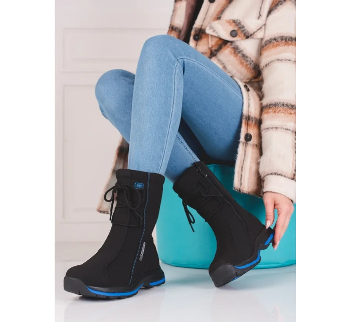 Komfortní trekingové boty černé dámské bez podpatku Komfortní trekingové boty černé dámské bez podpatku