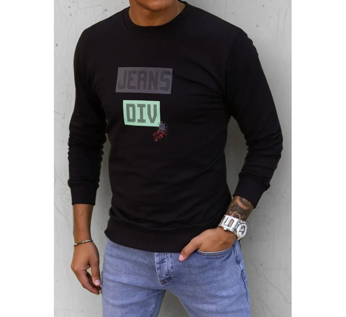 Pánská mikina s potiskem černá FashionStreet BX5376