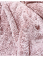 Dámská semišová bunda ramoneska v pudrově růžové barvě s kožešinou (6501)