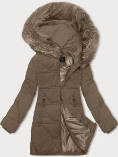 Béžová dámská zimní bunda s kapucí model 21246933 - J.STYLE