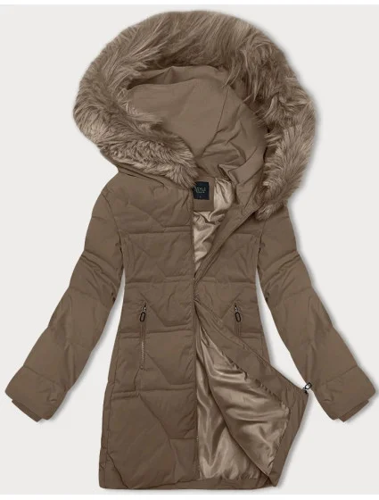 Béžová dámská zimní bunda s kapucí model 21246933 - J.STYLE