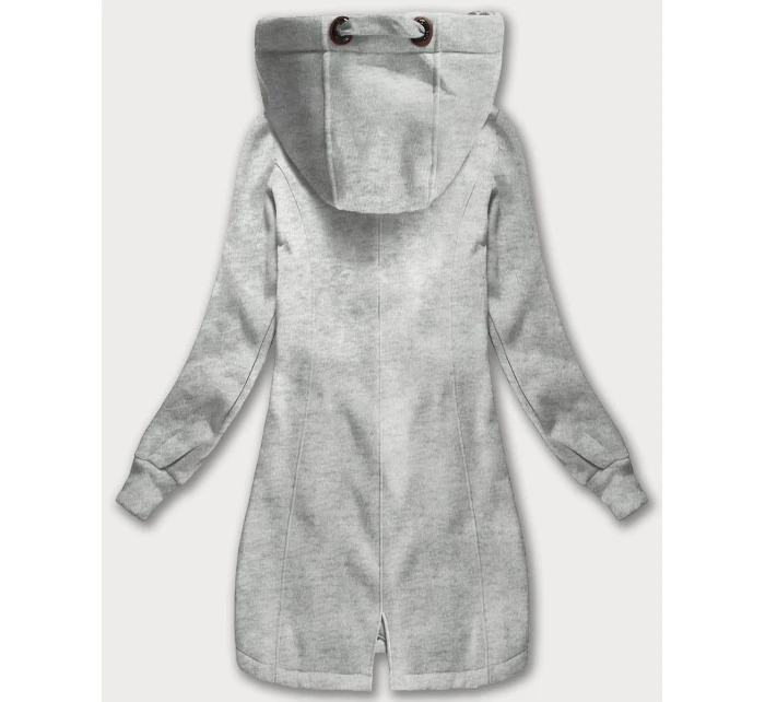 Světle šedá dlouhá dámská mikina s kapucí (AMG-675/2)