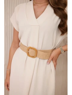 Šaty s ozdobným páskem béžové