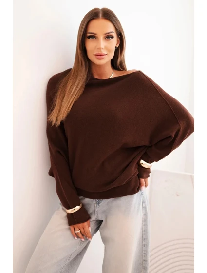 Dámský asymetrický viskózový svetr netopýří model 21301095 - K-Fashion