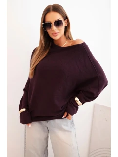 Dámský asymetrický viskózový svetr netopýří tmavě fialový