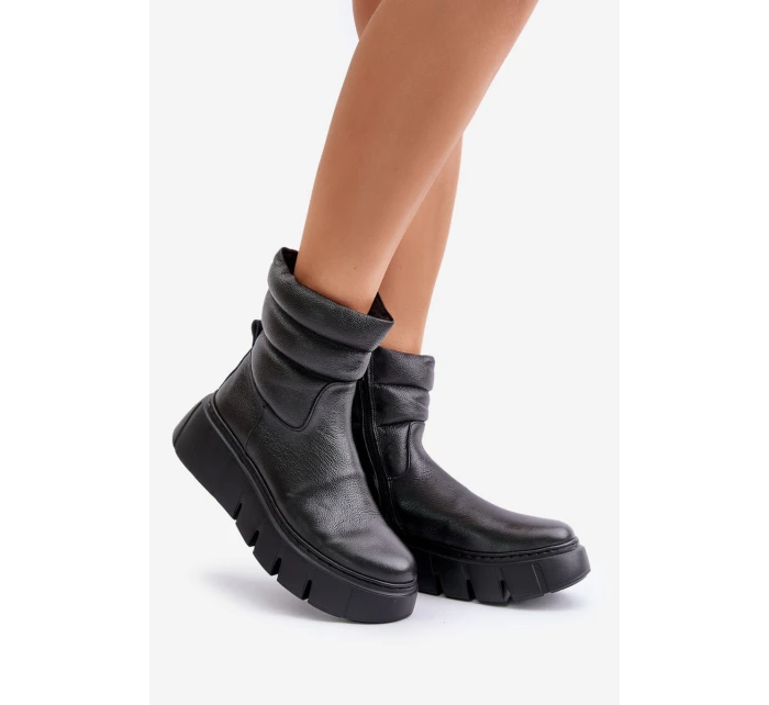 Dámské Kožené Boty na Zip S Černé model 21673708 - Zazoo Dámské Kožené Boty na Zip S Černé model 21673708 - Zazoo