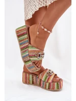 Dámské Pantofle Na Klínu S Pletením A Dekorací Multikolor model 21698886 - Boto Dámské Pantofle Na Klínu S Pletením A Dekorací Multikolor model 21698886 - Boto