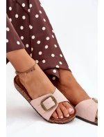 Dámské pantofle s přezkou na korkové platformě růžové Zavira Dámské pantofle s přezkou na korkové platformě růžové Zavira