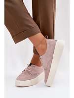 Semišové dámské polobotky na platformě Vinceza 79605 béžové