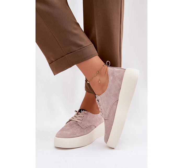 Semišové dámské polobotky na platformě Vinceza 79605 béžové