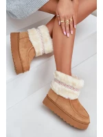 Dámské sněhule na platformě s kožíškem a vzorem Camel Deepanti