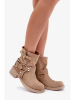Semišové dámské kotníkové boty na nízkém blokovém podpatku s pásky Zazoo 3644 béžové Semišové dámské kotníkové boty na nízkém blokovém podpatku s pásky Zazoo 3644 béžové