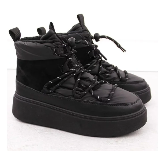 Dámské sněhové boty na pltform 24-72302BK / WOL280A Černá - Potocki