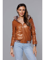 Krátká dámská bunda v karamelové barvě s ozdobným lemováním model 18019190 - S'WEST