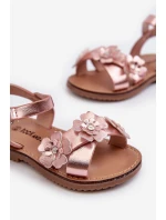Dětské sandálky zdobené květy s suchým zipem růžové Fagossa