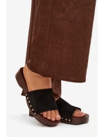 Dámské pantofle se zlatými sponami Černé Ferinna