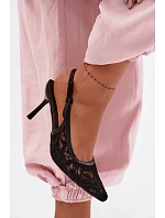Dámské sandály na podpatku s krajkou Černé model 22103117 - Boto Dámské sandály na podpatku s krajkou Černé model 22103117 - Boto