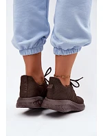 Lehké sportovní slip-on boty dámské textilní Big Star UU274055 Čokoládové