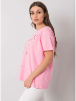 Dámské růžové bavlněné tričko s potiskem