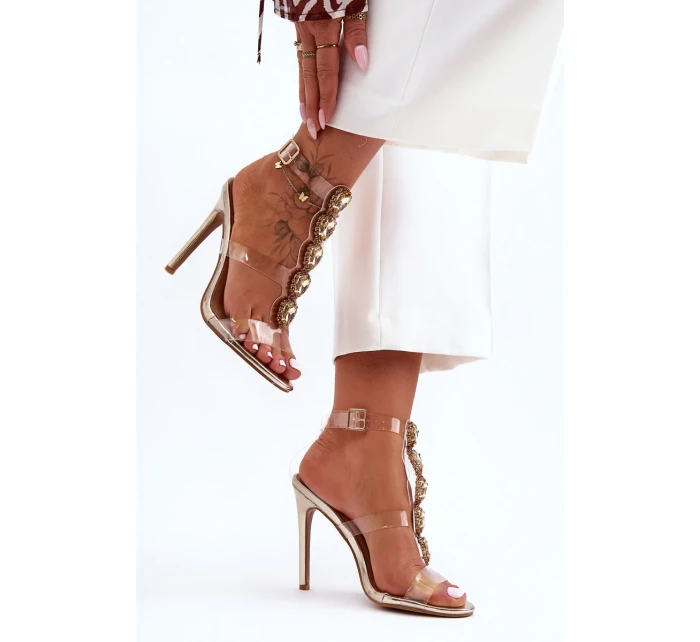 Vysoké Sandály Přezky D&A Zlaté Vysoké Sandály Přezky D&A Zlaté