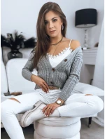 RIGLA dámský svetr světle šedý Dstreet MY1635 RIGLA dámský svetr světle šedý Dstreet MY1635