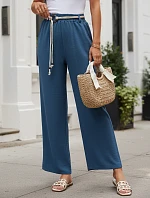 Dámské kalhoty s širokými nohavicemi, modré, FashionStreet UY3071