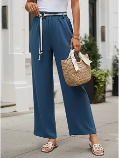 Dámské kalhoty s širokými nohavicemi, modré, FashionStreet UY3071