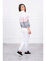 Barevná pruhovaná sada bílá+pudrově růžová