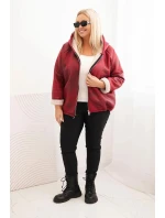 Dámská bunda Plus Size s kapucí a model 21439210 bordová - K-Fashion