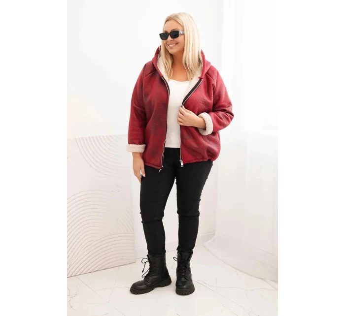 Dámská bunda Plus Size s kapucí a model 21439210 bordová - K-Fashion