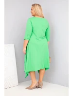 Dámské bavlněné šaty Plus Size s asymetrickým lemem světle zelená