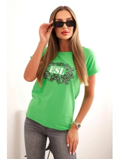 Dámská bavlněná halenka s ozdobným potiskem ESL zelená