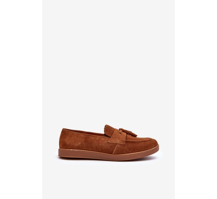 Mužské semišové loafers polobotky Zazoo 1566 hnědé