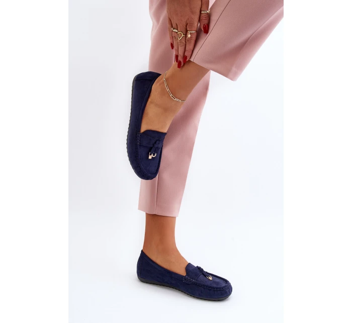 Dámské modré klasické semišové mokasíny model 21651261 - Boto