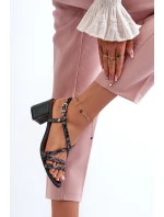 Kožené sandály na nízkém podpatku model 21660069 Tmavě zelené - Maciejka