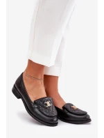 Kožené mokasíny se zlatou ozdobou černé model 21686509 - Laura Messi