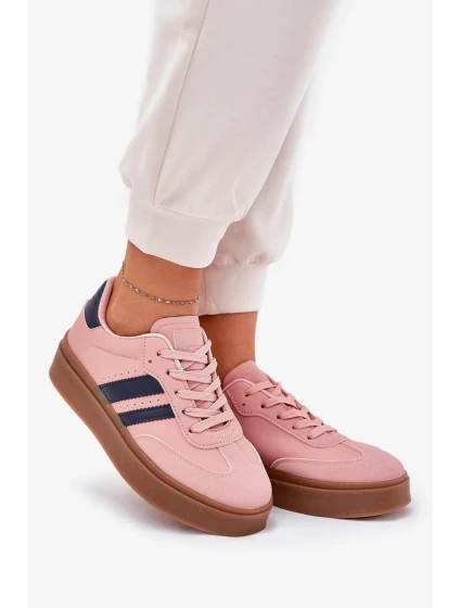 Dámské tenisky na platformě z eko kůže Ediriella – růžové Dámské tenisky na platformě z eko kůže Ediriella – růžové