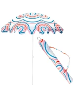 PLÁŽOVÝ A ZAHRADNÍ SLUNEČNÍK 160 CM PRUHOVANÝ MODRÝ A RŮŽOVÝ PLÁŽOVÝ A ZAHRADNÍ SLUNEČNÍK 160 CM PRUHOVANÝ MODRÝ A RŮŽOVÝ