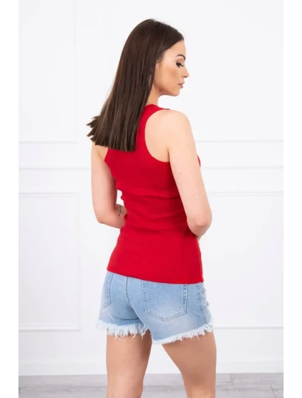 Žebrovaná halenka s halenkou červená Žebrovaná halenka s halenkou červená