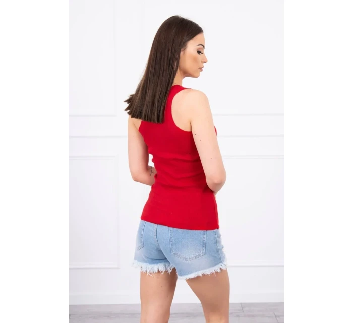 Žebrovaná halenka s halenkou červená Žebrovaná halenka s halenkou červená