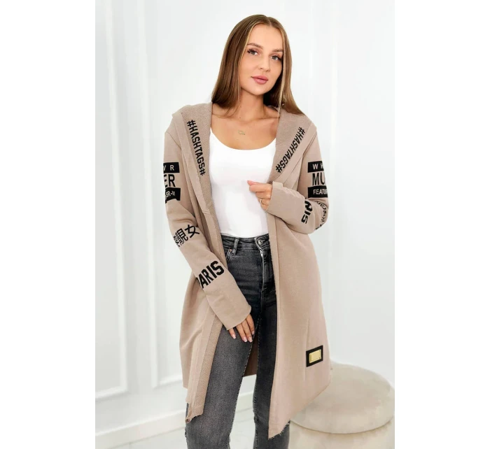 Rukávník s nápisem tmavě béžová Rukávník s nápisem tmavě béžová